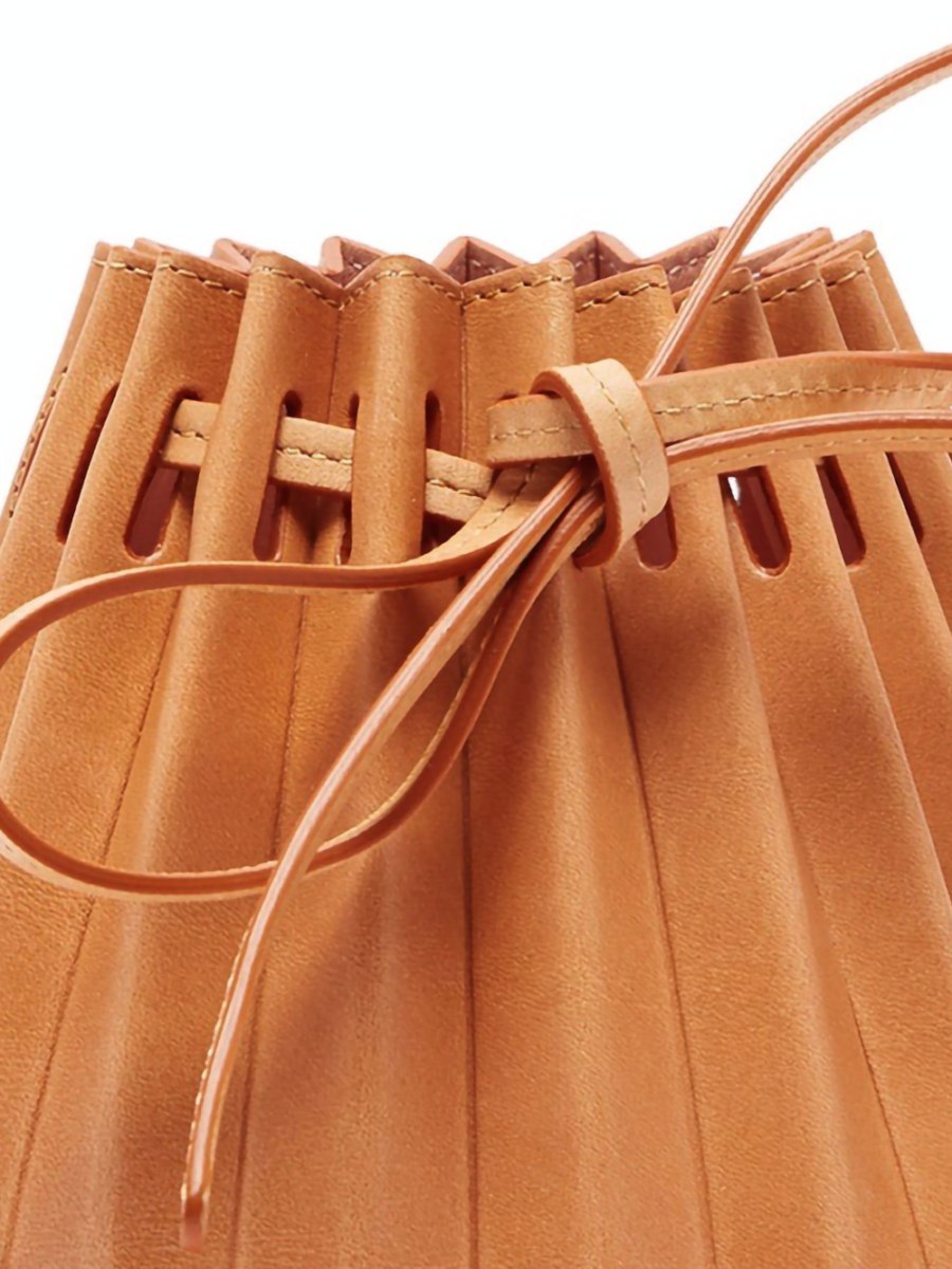 Sac seau pour femme en cuir lisse marron pâle