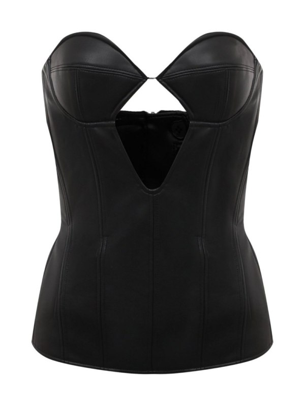 Corset en cuir noir