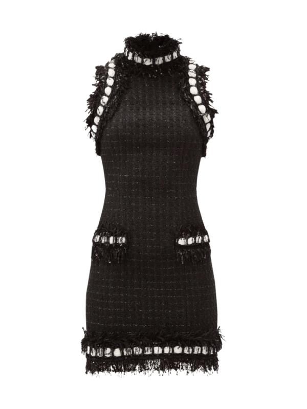 Robe droite pour femme en tweed à carreaux