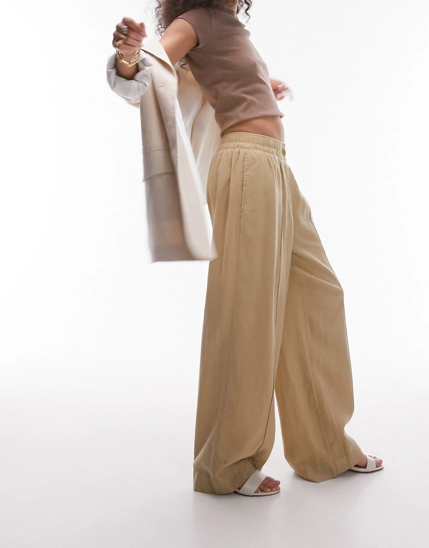 Pantalons à effet lin naturel pour femme