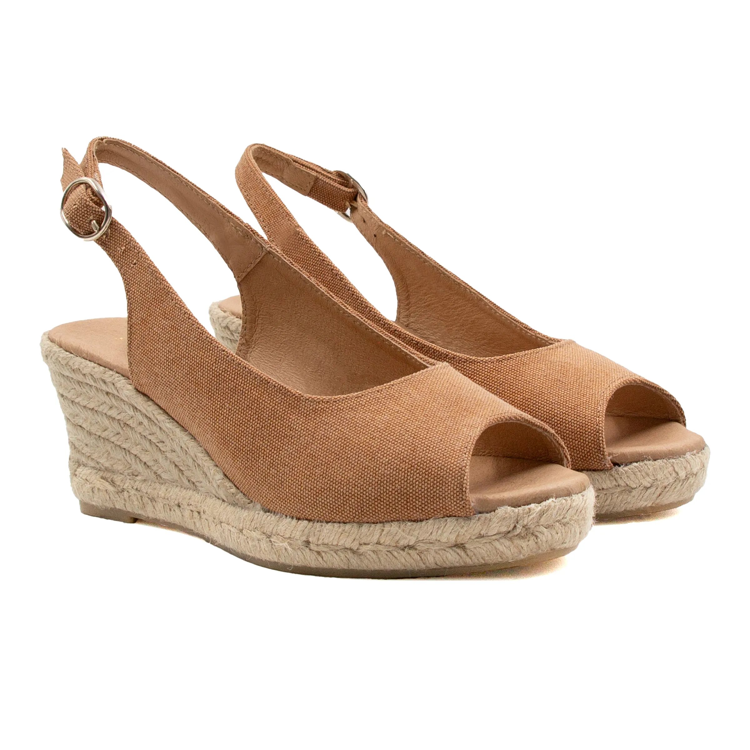 Espadrilles slingback recyclées camel