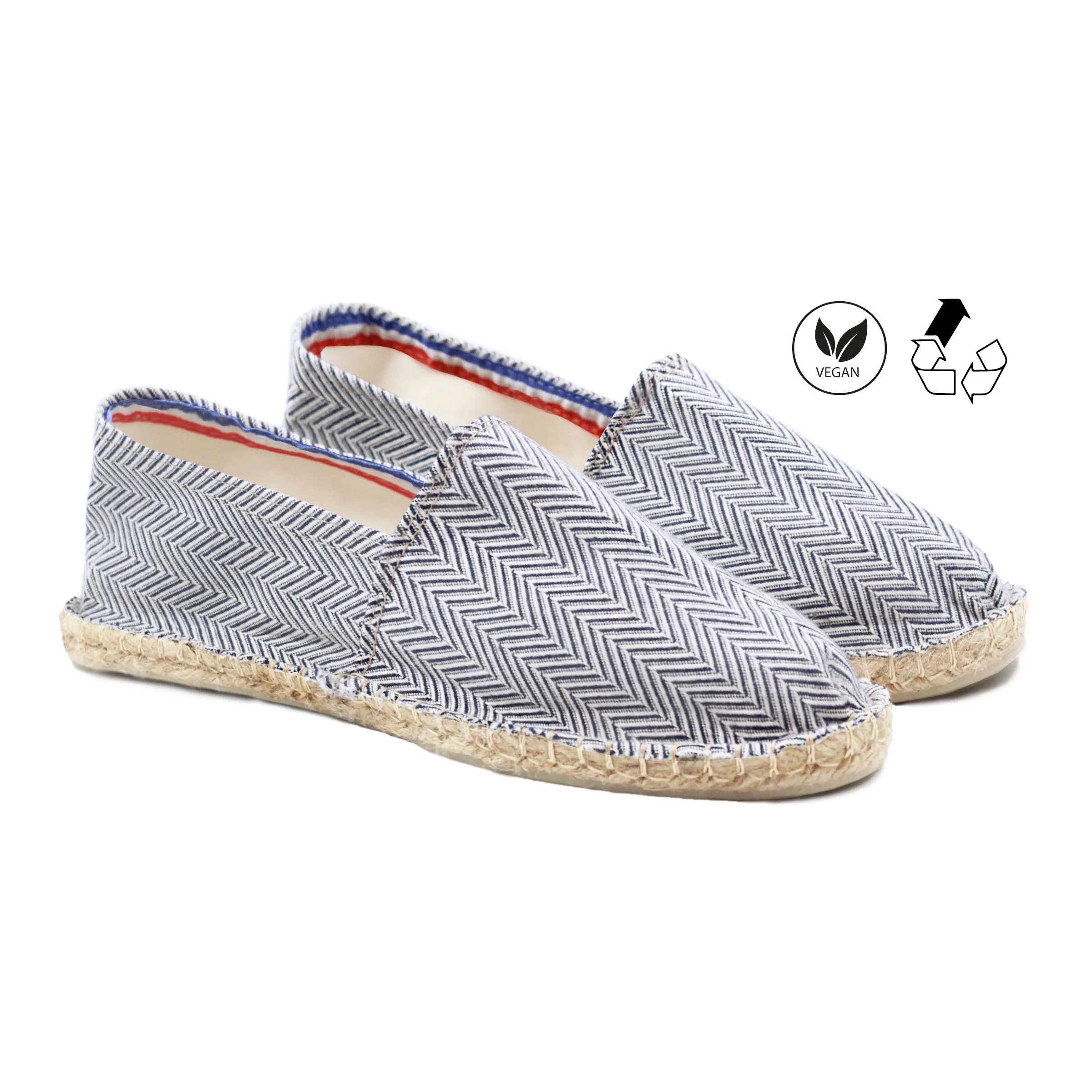 Espadrilles coton upcyclé blanc bleu