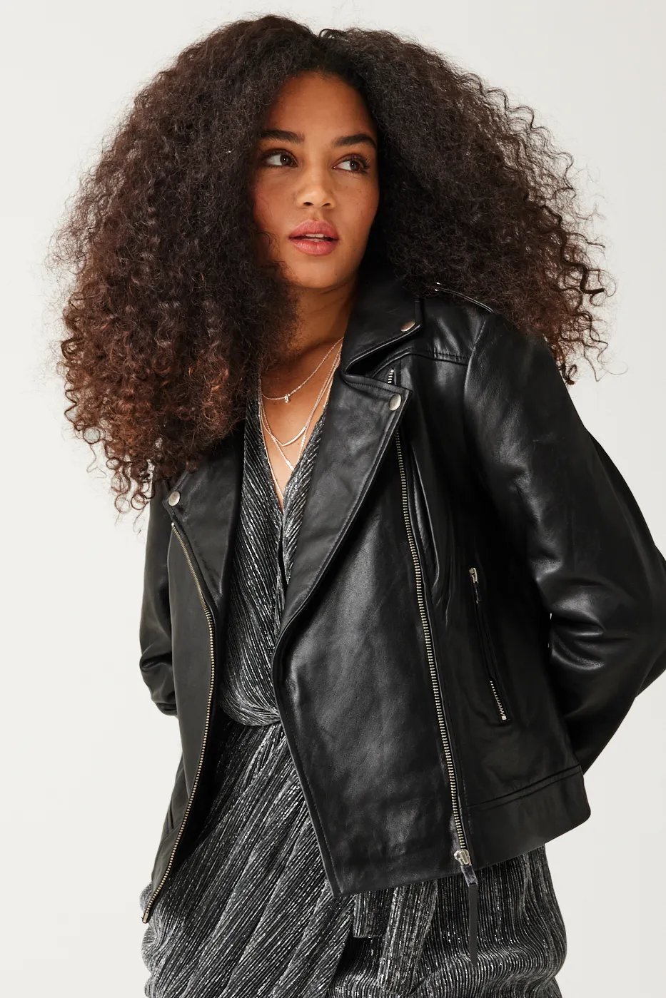 Blouson en cuir Femme – Noir