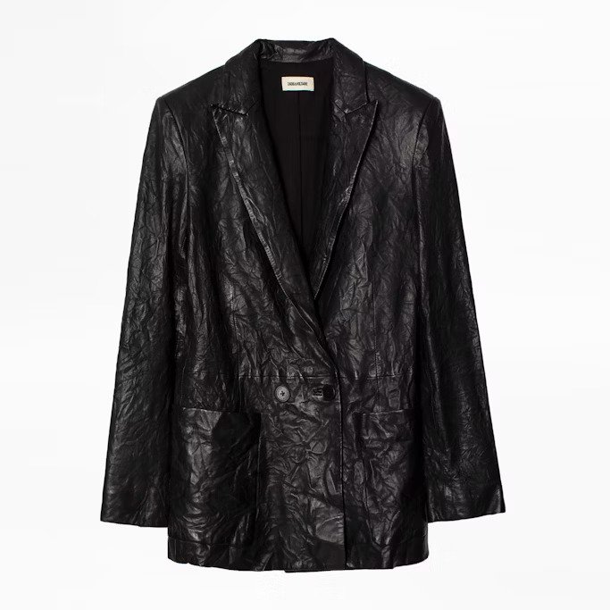 Zadig&Voltaire – Veste Visko Cuir Froissé Noir à 745 € chez Zadig&Voltaire