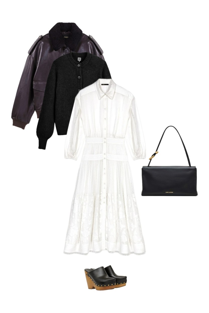 Look avec une robe bohème blanche pour le début du printemps