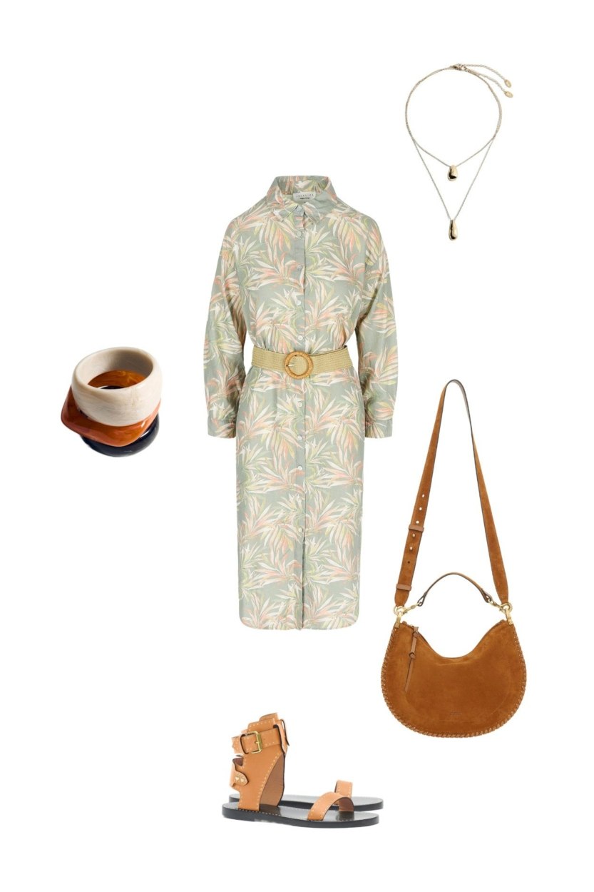 Look bohème d'été avec une robe chemise imprimée