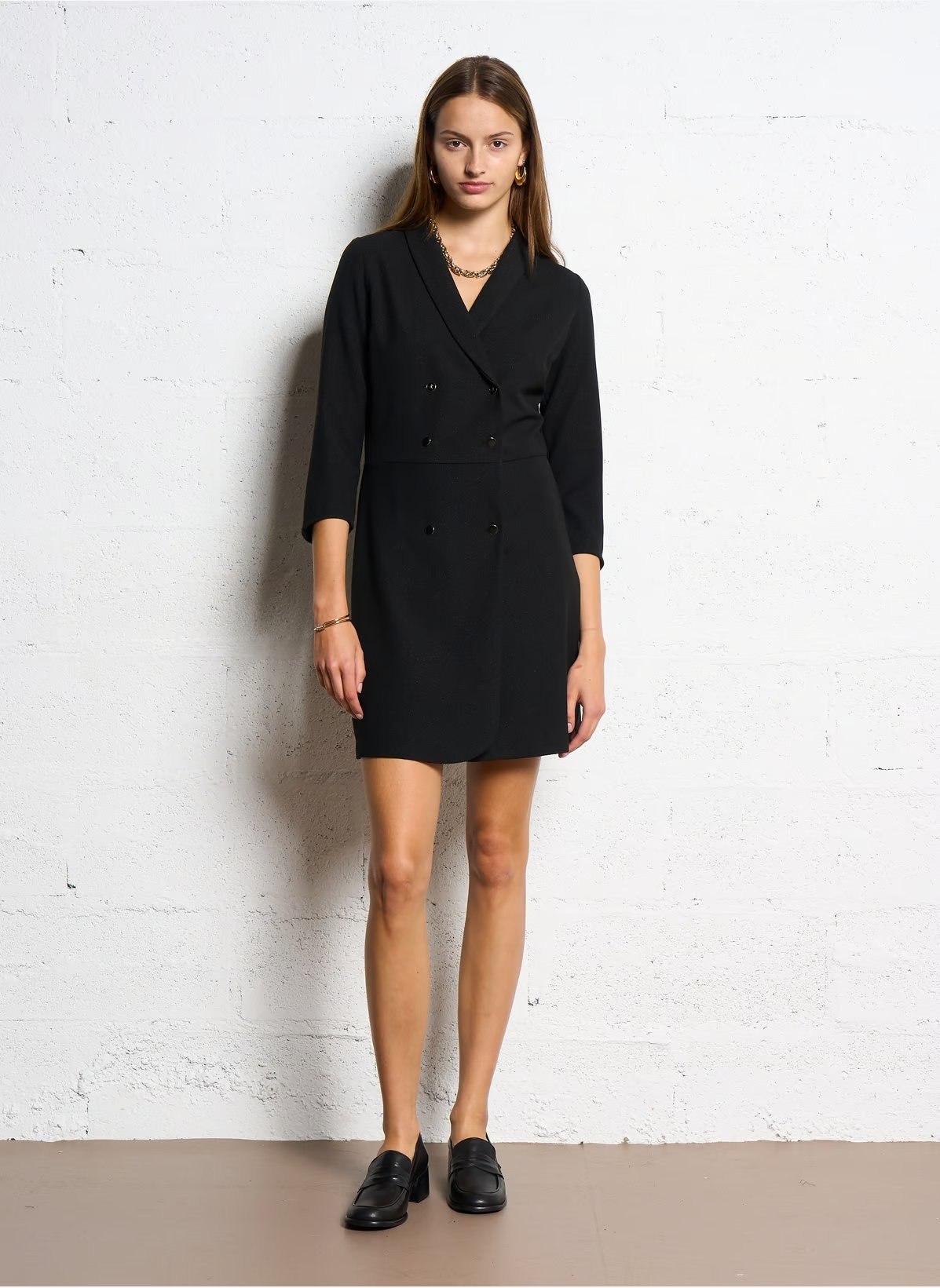 Robe blazer courte pailletée – Noir