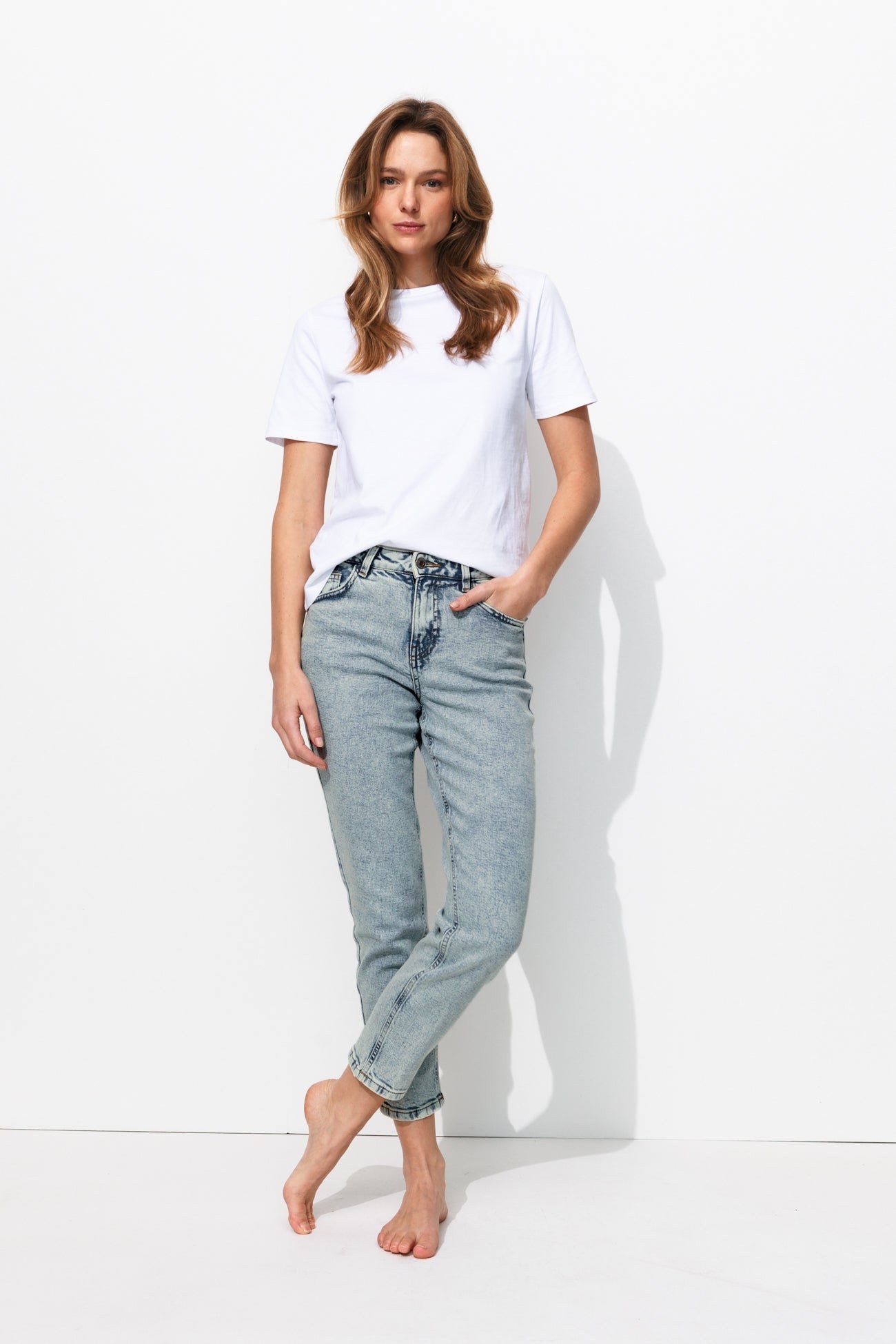 Promod – GASTON jean slim cropped Femme – Jean clair à 29.99 € chez Promod