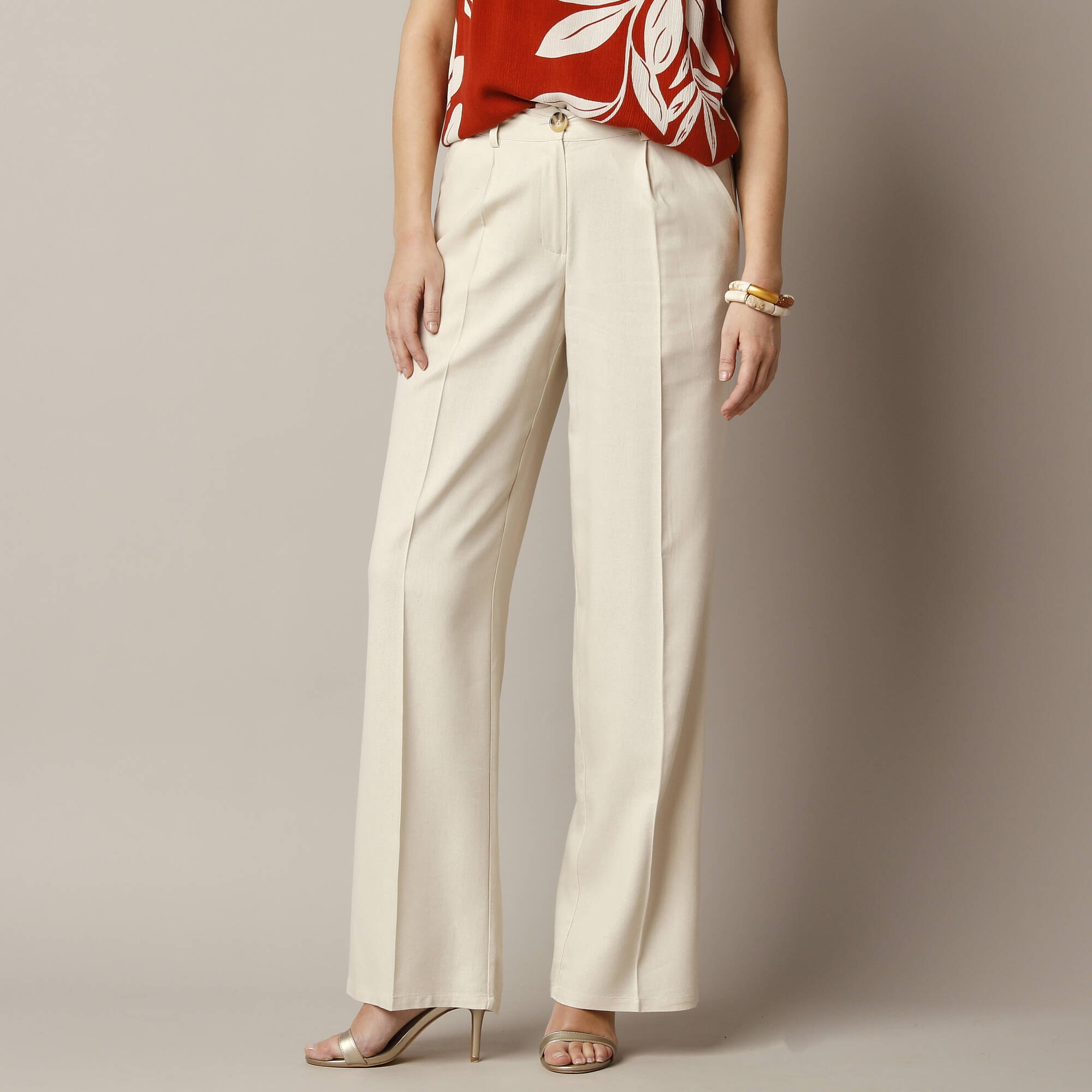 Pantalon large fluide, lin mélangé