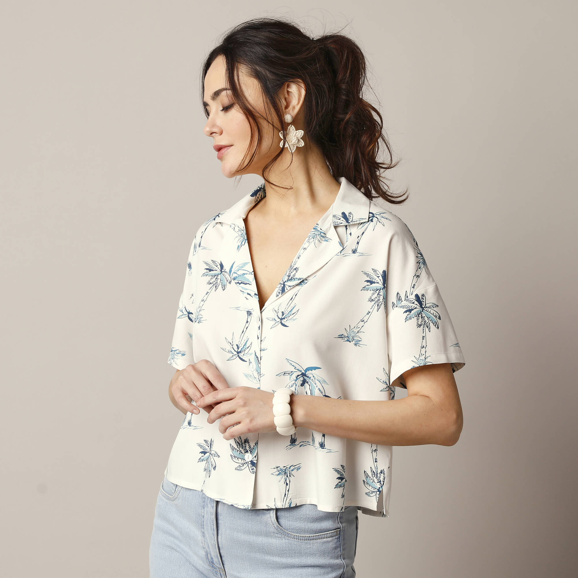 Blouse à motifs imprimés pour femme