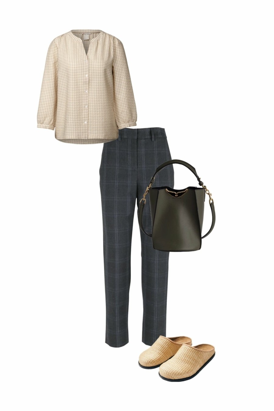 Mix and match : tenue en pantalon à carreaux et blouse vichy