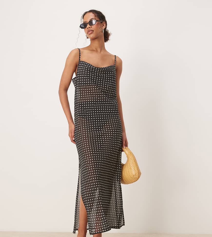 Robe longue de plage à pois