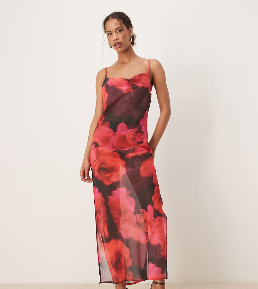 Robe longue de plage à imprimé fleurs flou