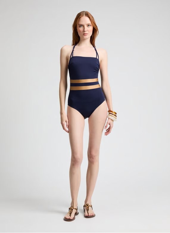 Janine Robin – Maillot de bain bustier une pièce Venezia – Bleu à 189,00 € chez Printemps