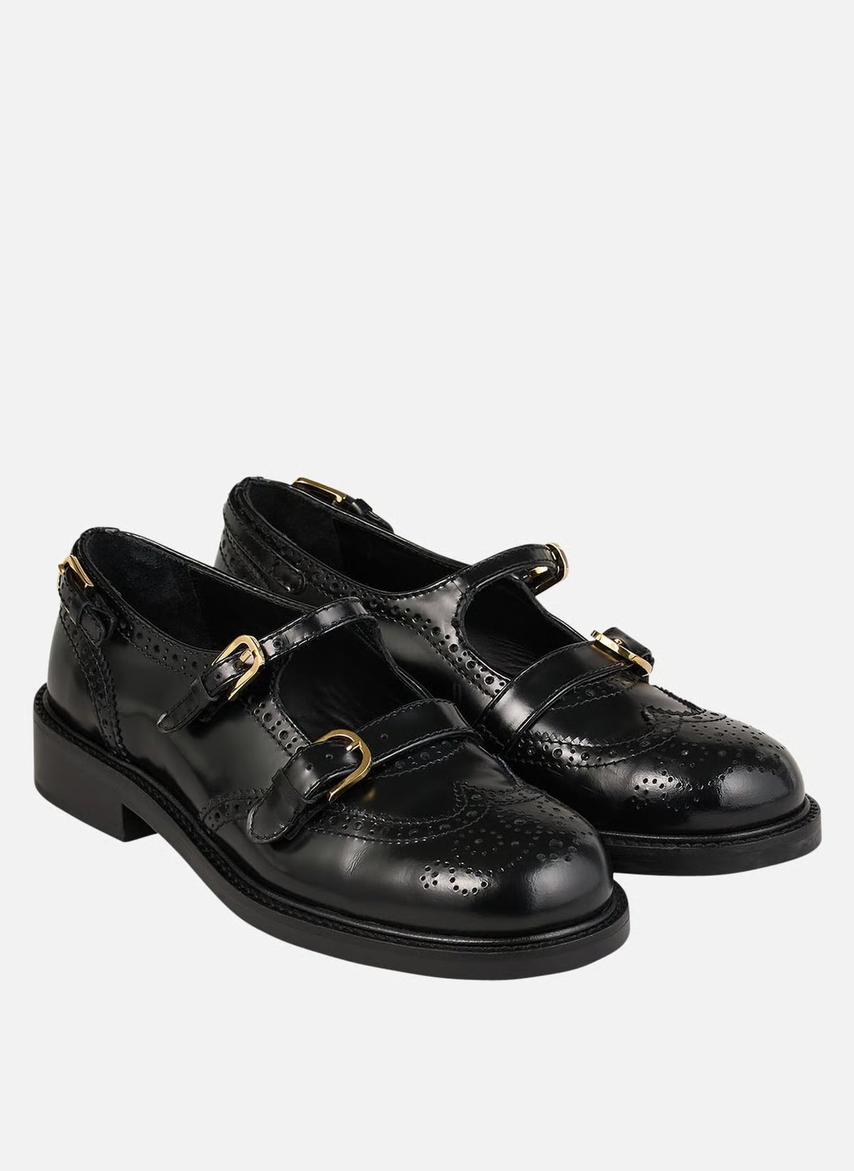 Sandro – Derbies ouvertes multi-boucles en cuir – Noir à 375,00 € chez Printemps