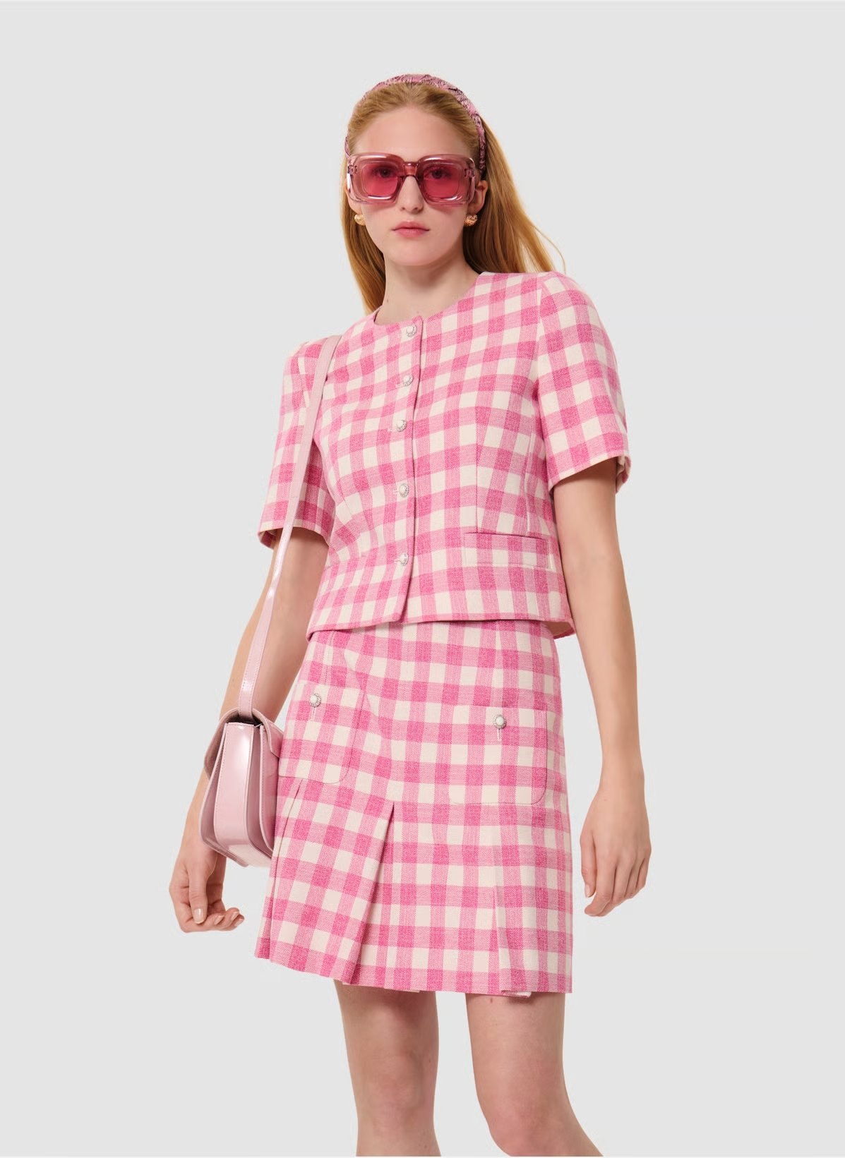 Veste cintré vichy – vanita – Rose