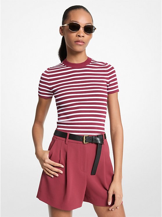 Michael Kors – Pull rayé à manches courtes en tricot extensible à 95 € chez Michael Kors