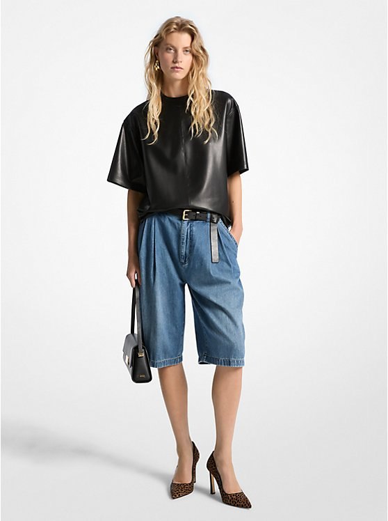 Bermuda plissé en denim