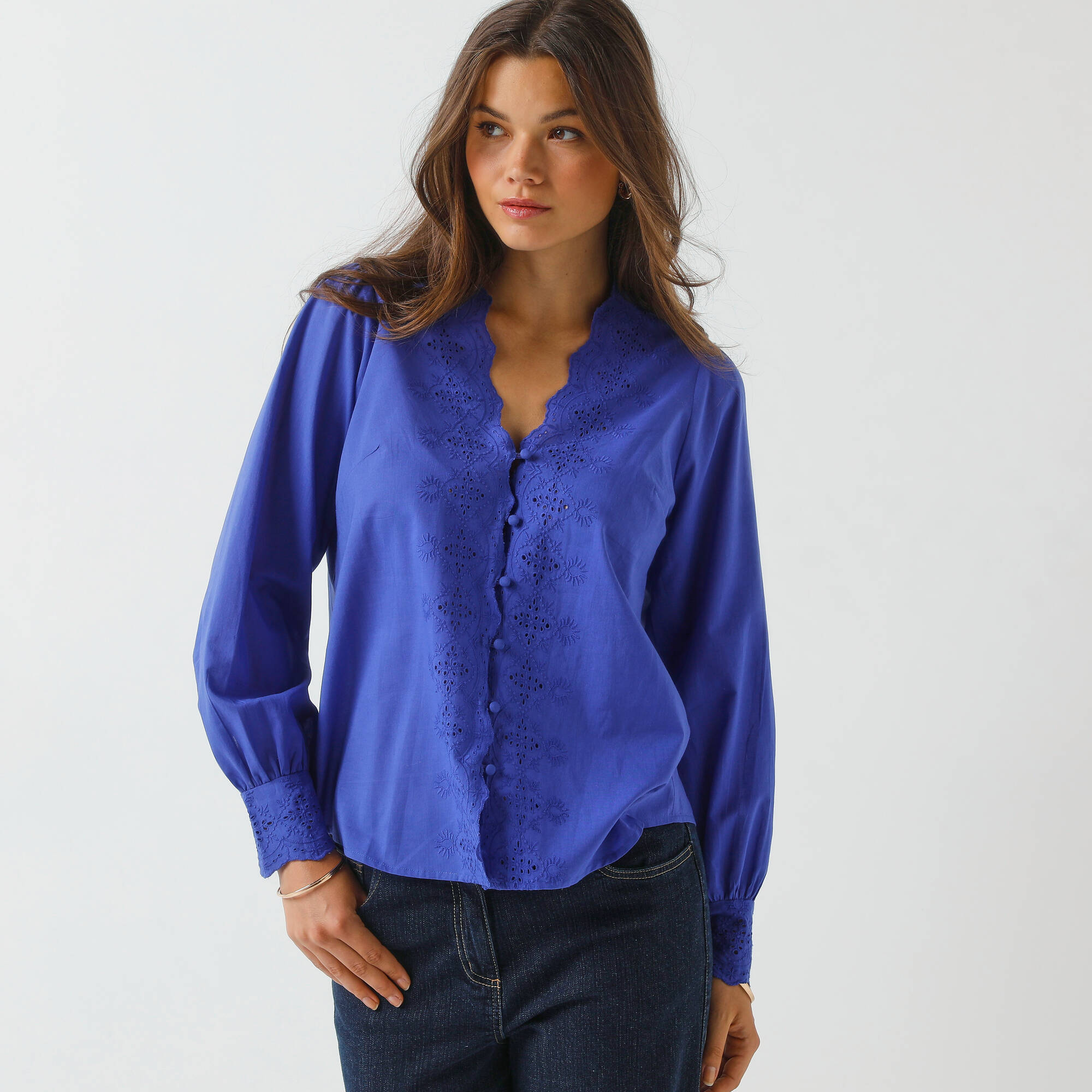 Chemisier broderie anglaise, coton