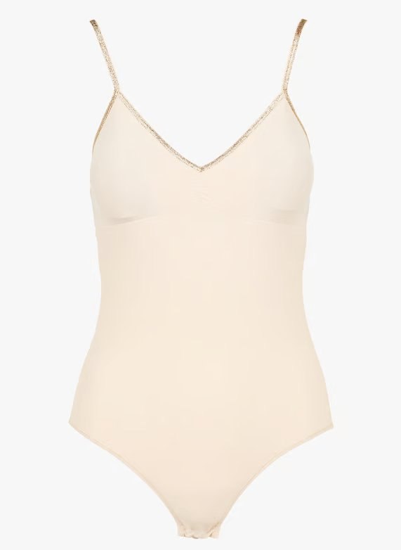 Body avec fils m&eacute;tallis&eacute;s beige