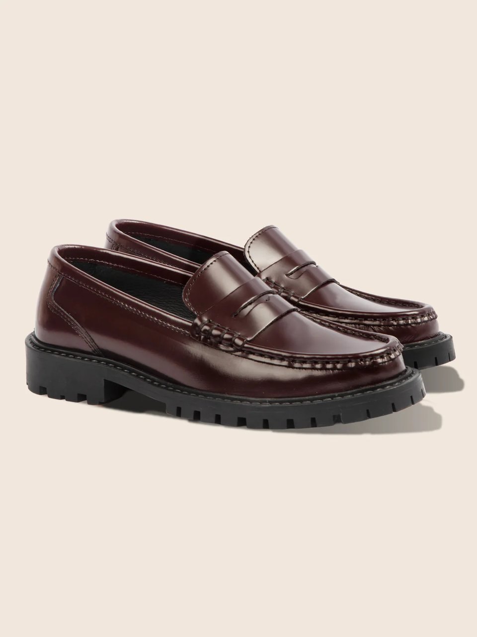 Mocassins cuir vernis bordeaux