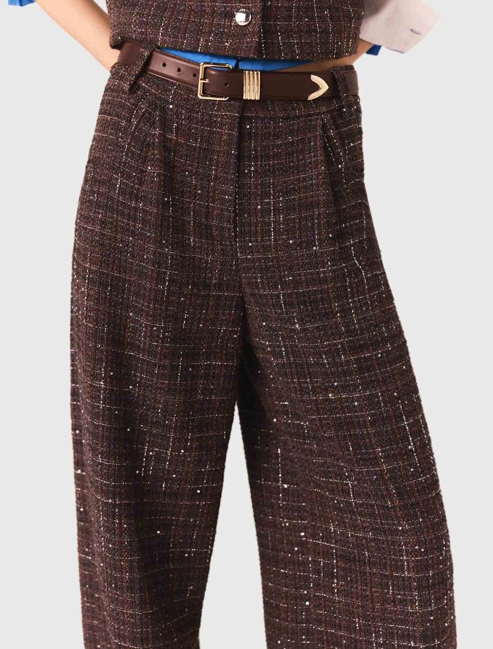 Maje&nbsp;&ndash;&nbsp;Pantalon en tweed avec pli &agrave; <del>255&nbsp;&euro;</del>&nbsp;127,50&nbsp;&euro; chez Maje