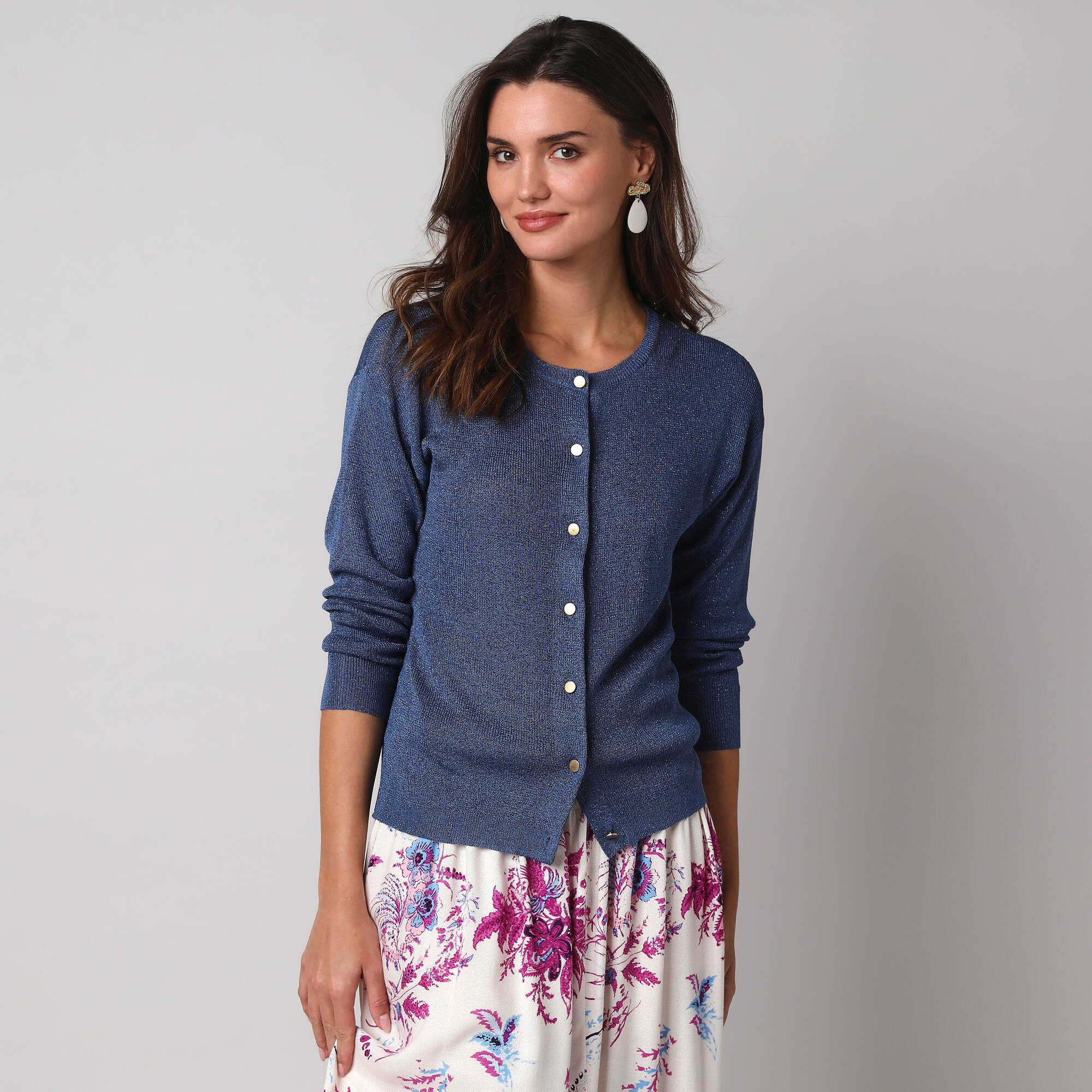 Gilet fine maille et fil brillant, manches longues &ndash; Blancheporte