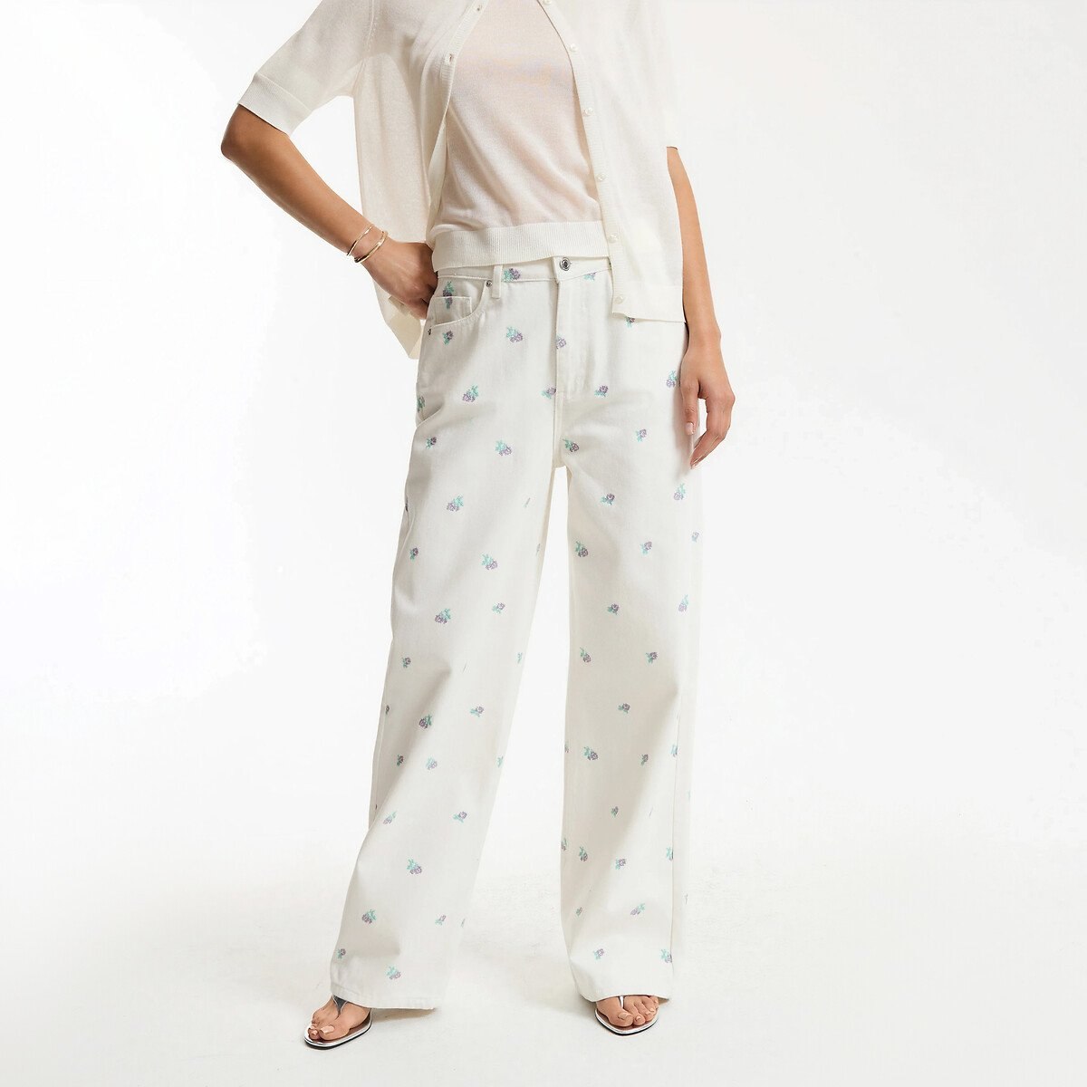 La Redoute Collections&nbsp;&ndash;&nbsp;Jean Large &Agrave; Broderies Florales &agrave; <del>49.99 EUR&nbsp;&euro;</del>&nbsp;49,99 EUR&nbsp;&euro; chez La Redoute