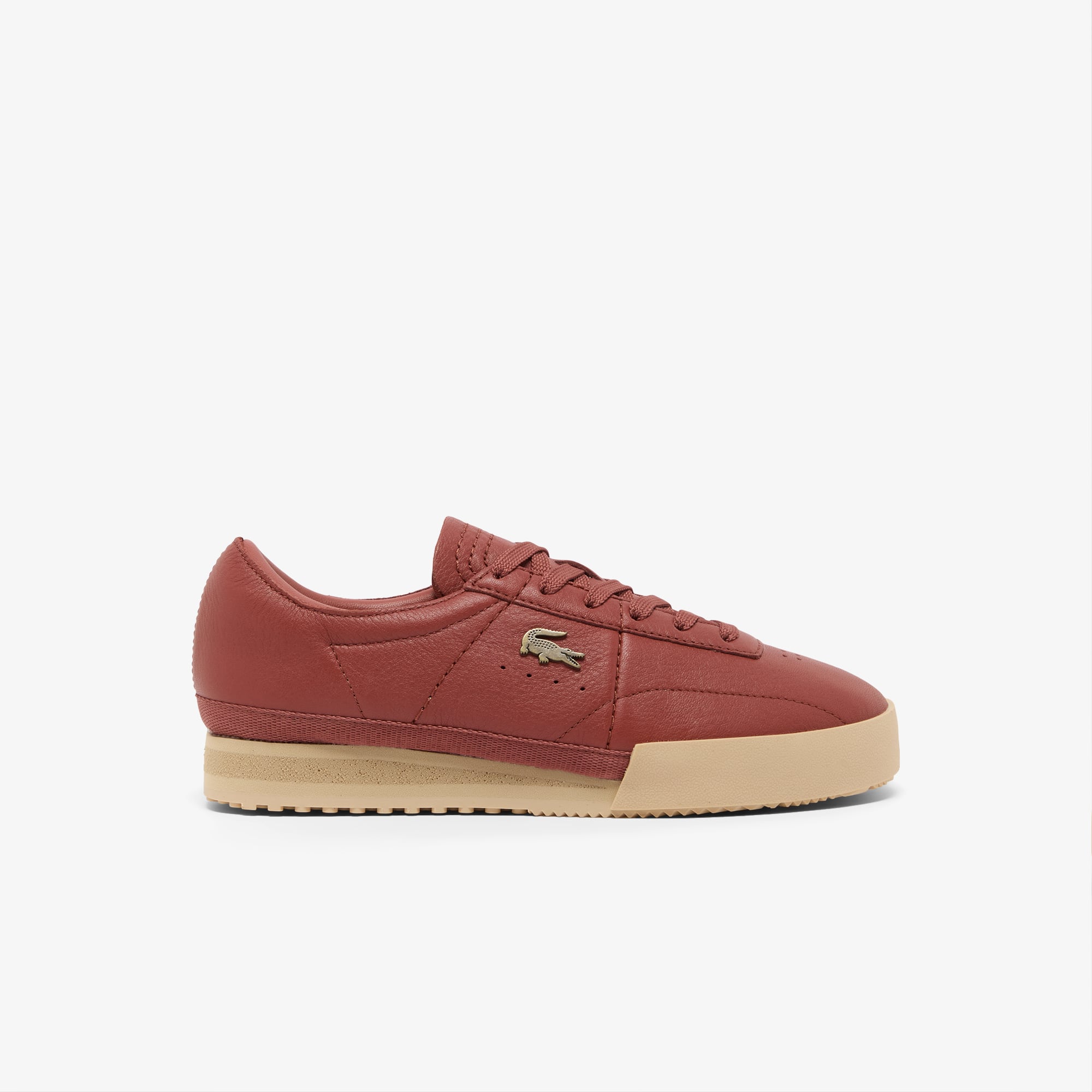 Lacoste Sneakers Aura femme en cuir Taille 38 Orange Fonc&eacute;/marron Clair