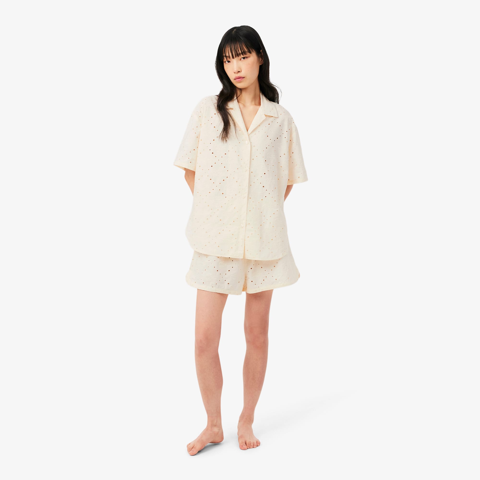 Lacoste Ensemble de pyjama coton Taille S Beige