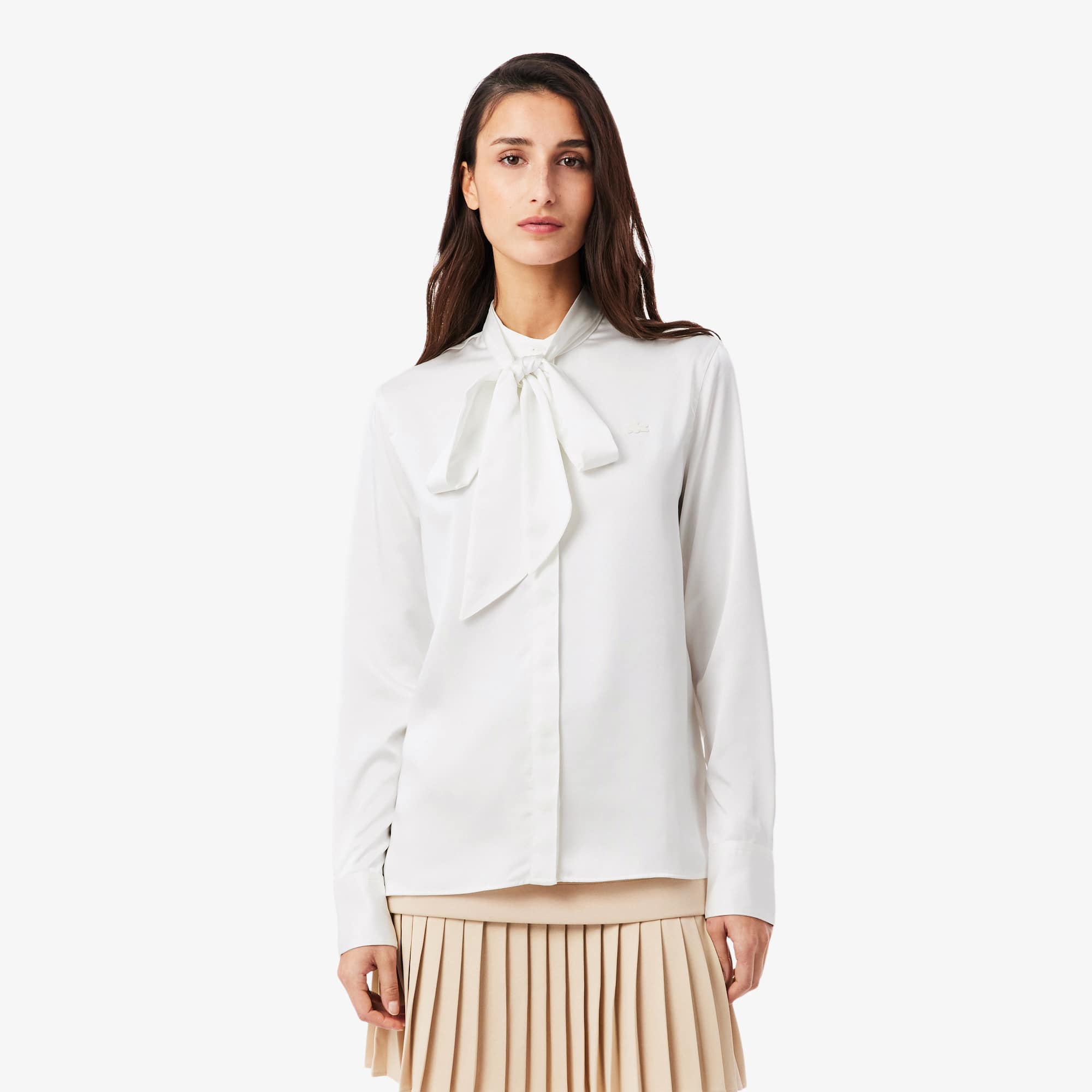 Lacoste Chemise regular fit col lavalli&egrave;re amovible Taille 36 Blanc