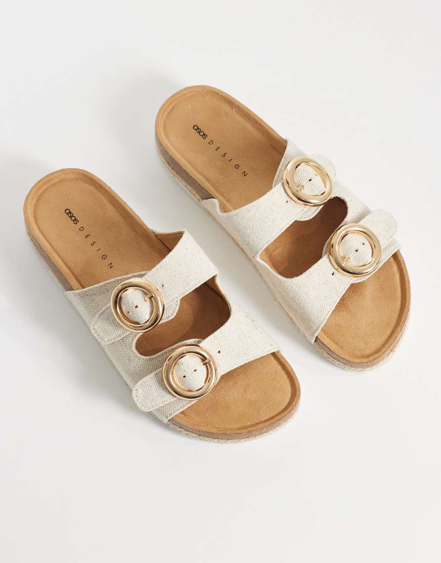ASOS DESIGN &ndash; Jenna &ndash; Mules style espadrilles aspect lin &ndash; Naturel-Blanc