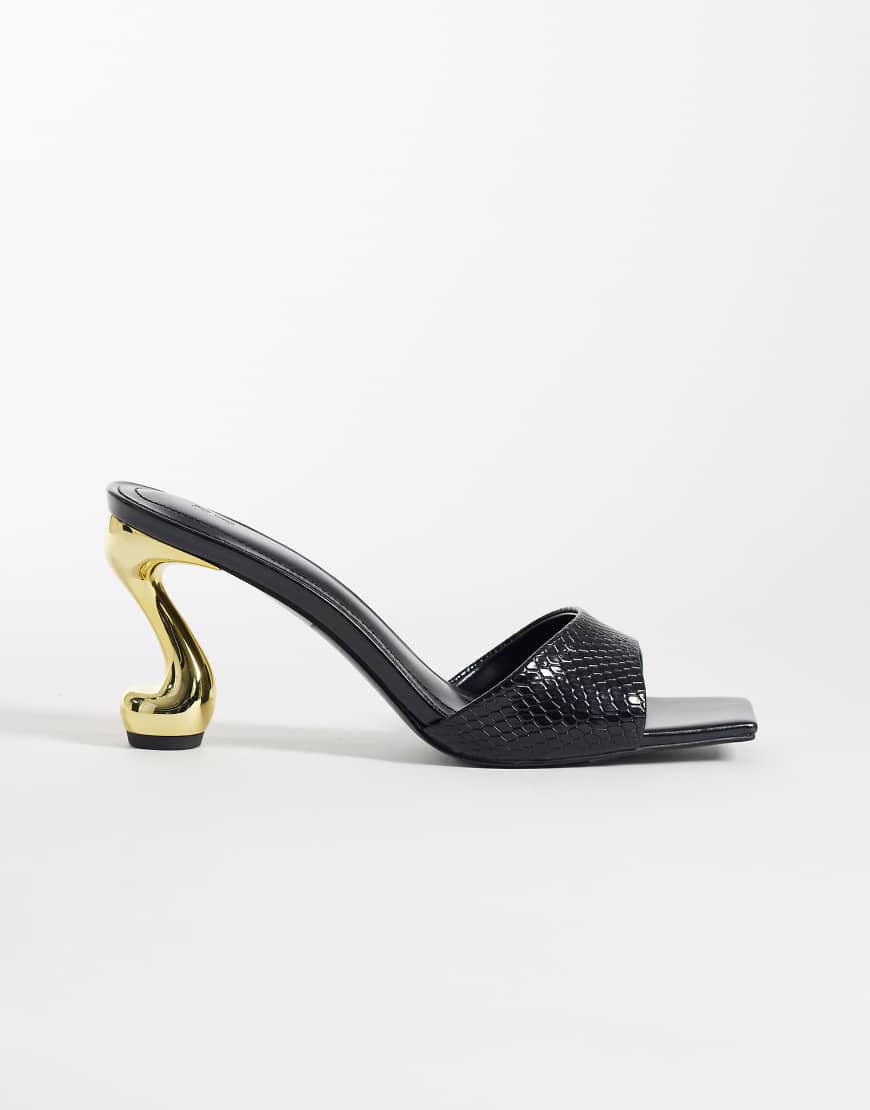 JW PEI &ndash; Hannah &ndash; Mules &agrave; talon effet peau de serpent &ndash; Noir