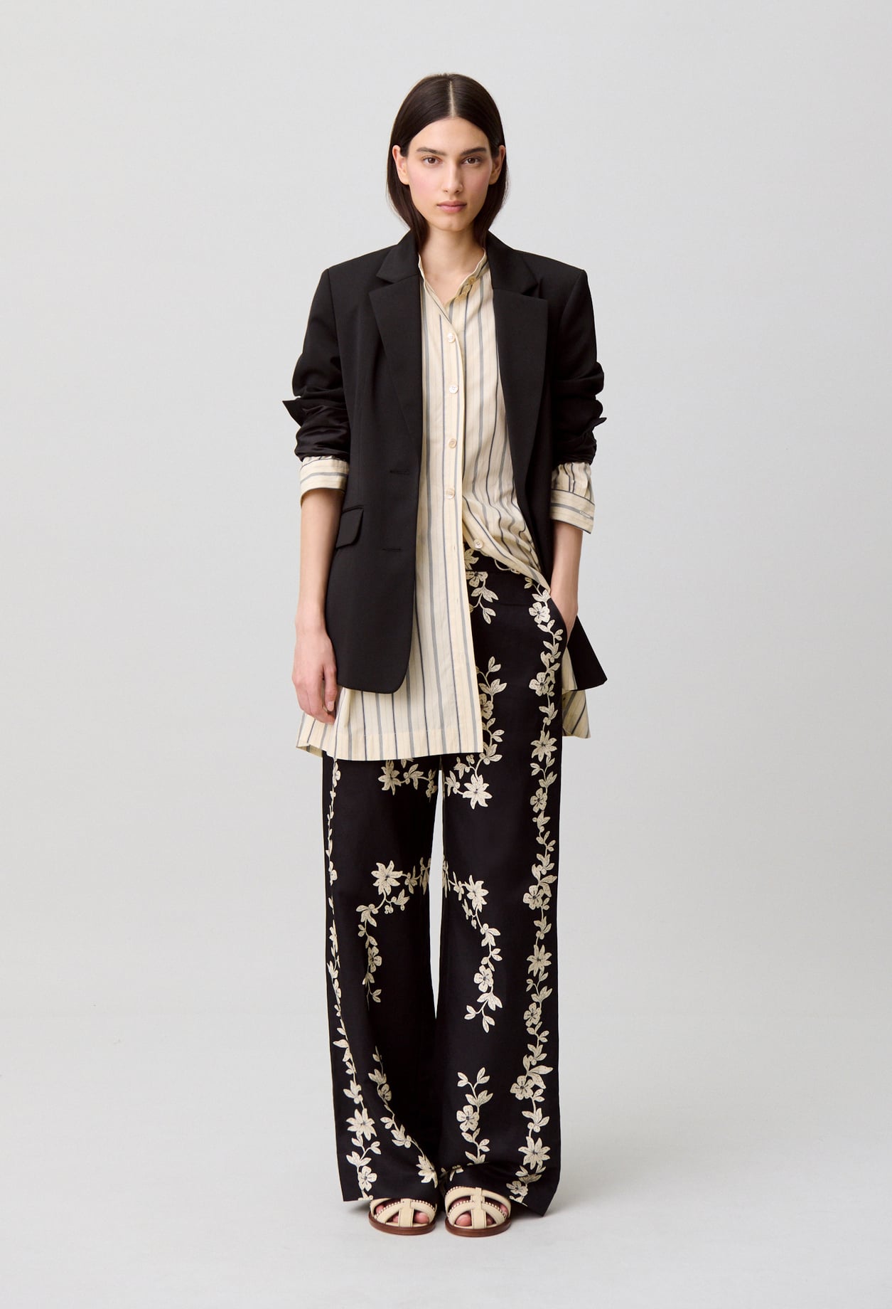 Pantalon large fleurs