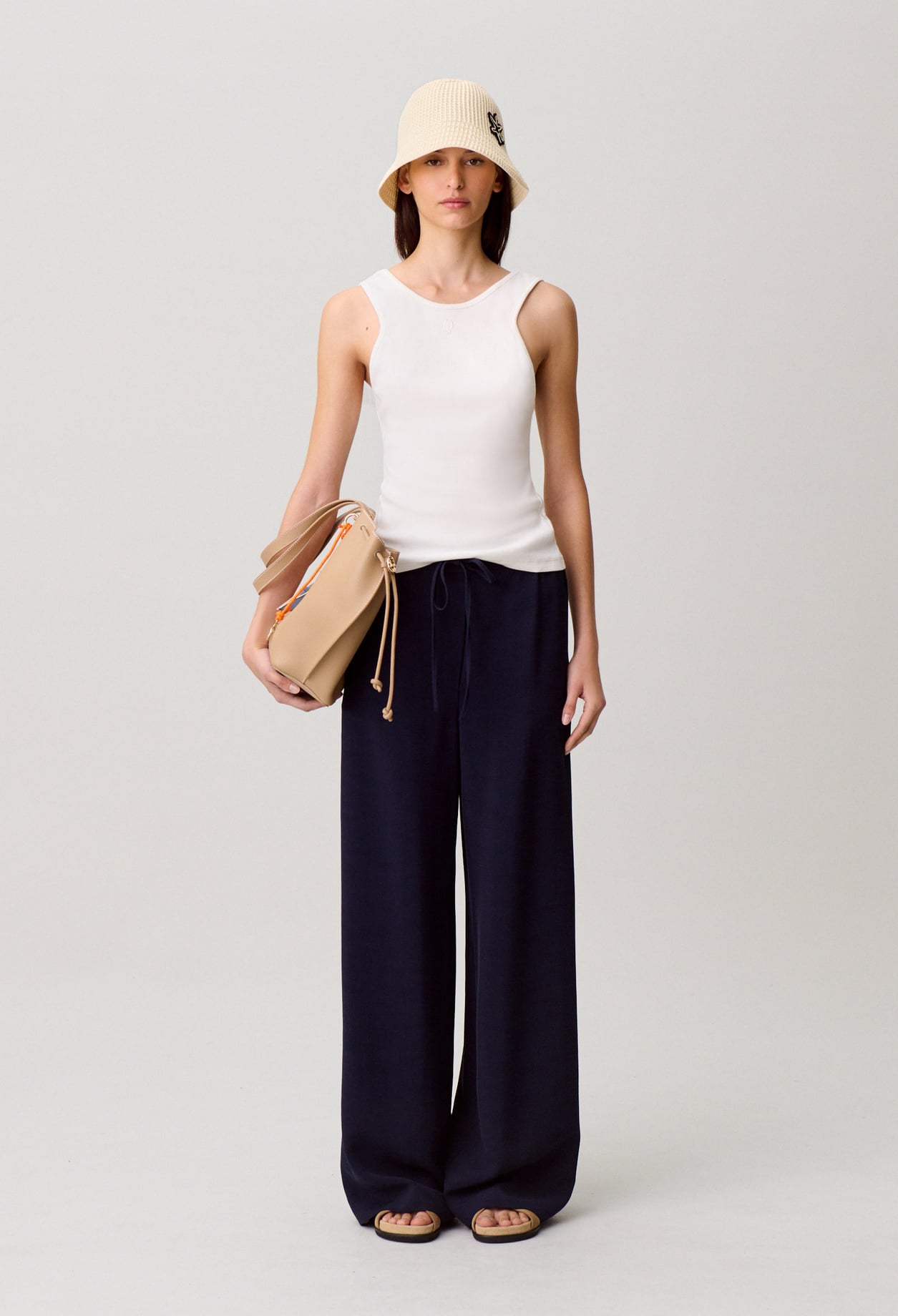 Pantalon large ficelle