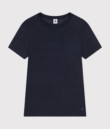 Tee-shirt en lin femme Petit Bateau &ndash; bleu &ndash; Taille XXS