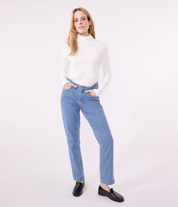 Tee-shirt l&rsquo;Iconique Col roul&eacute; en coton femme Petit Bateau &ndash; blanc &ndash; Taille XXS