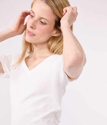 Tee-shirt l&rsquo;Iconique manches courtes en c&ocirc;te unie femme Petit Bateau &ndash; blanc &ndash; Taille XXS