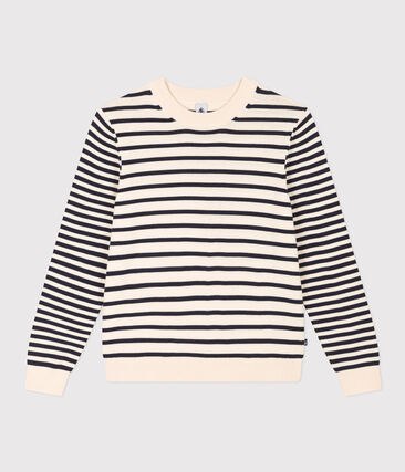 Pull en coton marini&egrave;re Femme Petit Bateau &ndash; &eacute;cru &ndash; Taille XS