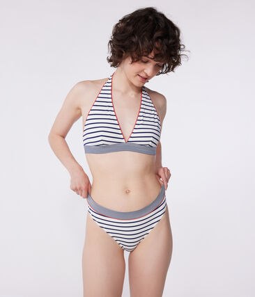 Maillot de bain deux pi&egrave;ces femme &agrave; rayures Petit Bateau &ndash; blanc &ndash; Taille XXS