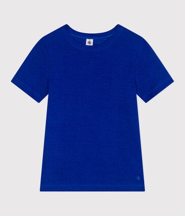 Tee-shirt Femme &agrave; manches courtes en lin Petit Bateau &ndash; bleu &ndash; Taille S