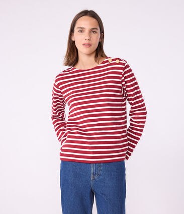 Marini&egrave;re femme en coton Petit Bateau &ndash; rouge &ndash; Taille S