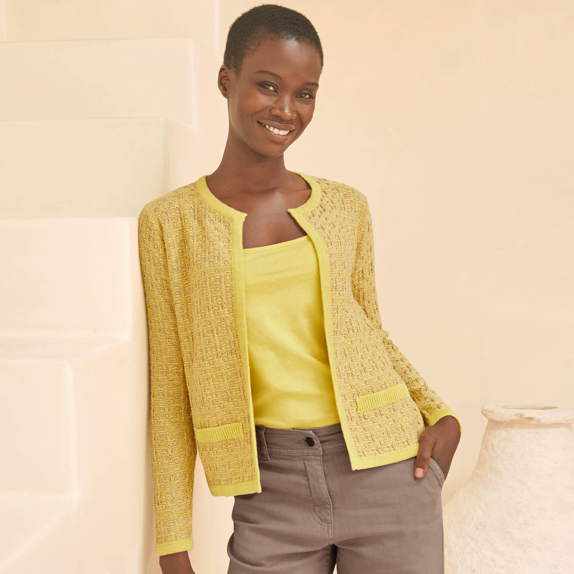 Gilet paletot, maille moulin&eacute;e &ndash; Blancheporte