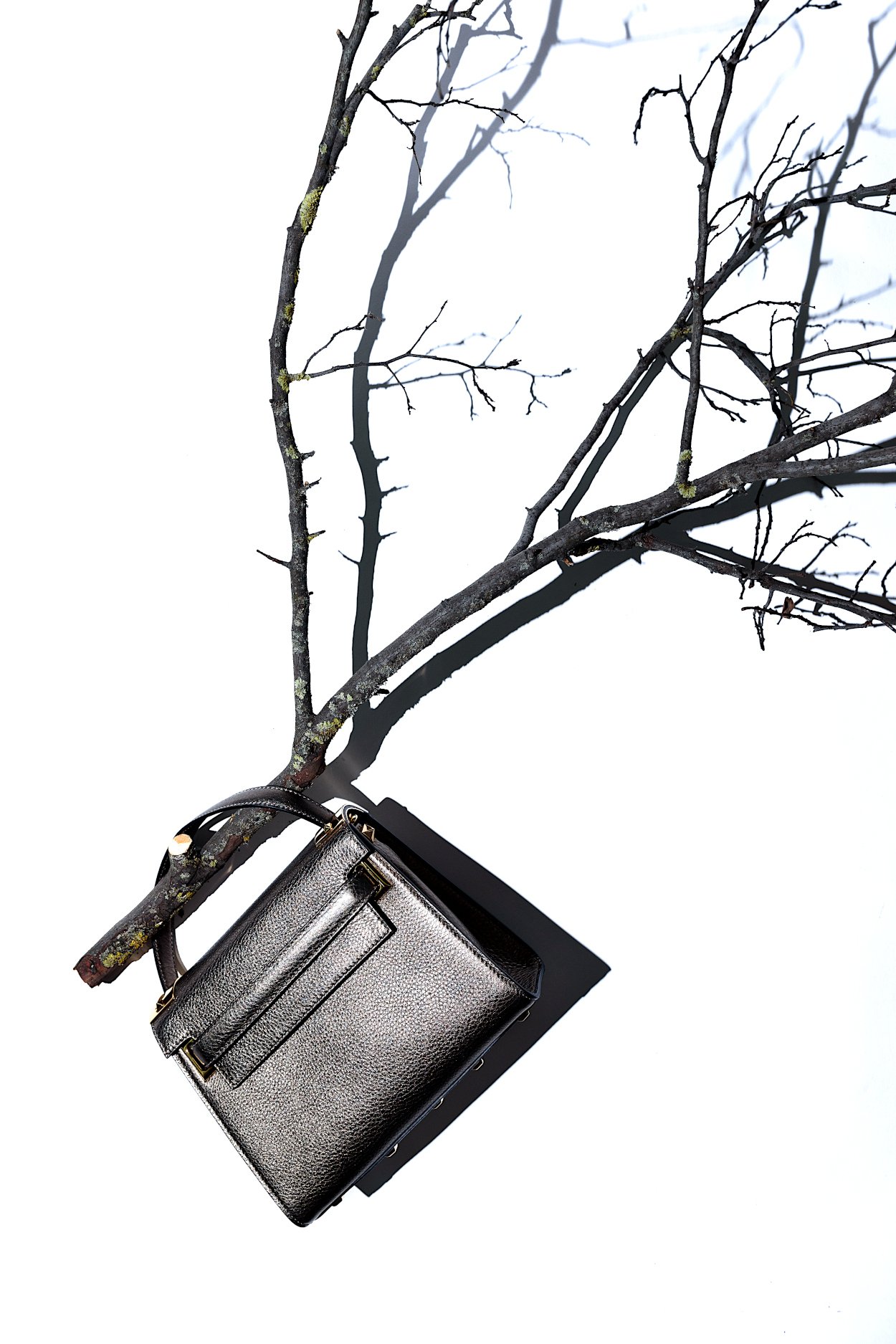 Fashionable woman bag with a wooden branch © Street style photo/Shutterstock