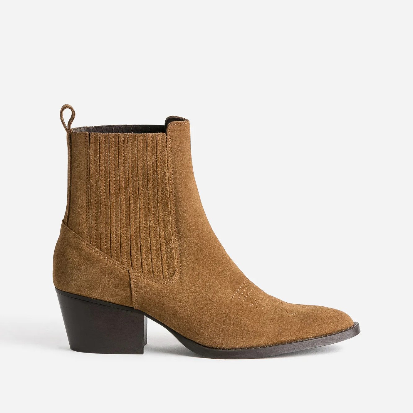 Chelsea boots santiags camel éco-conçu en cuir velours
