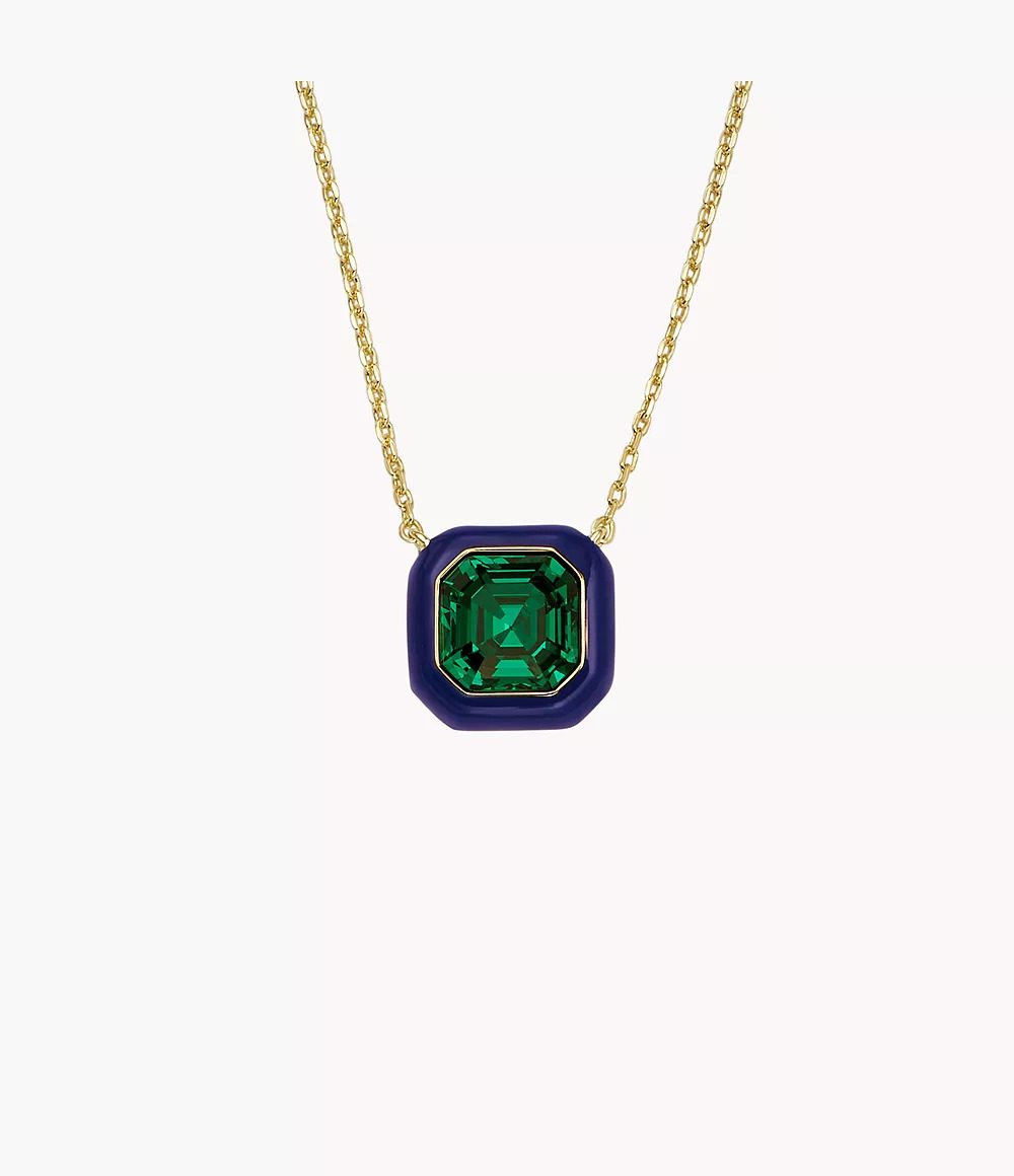 Collier chaîne Candy Jewels en émail, bleu, à cristal, vert