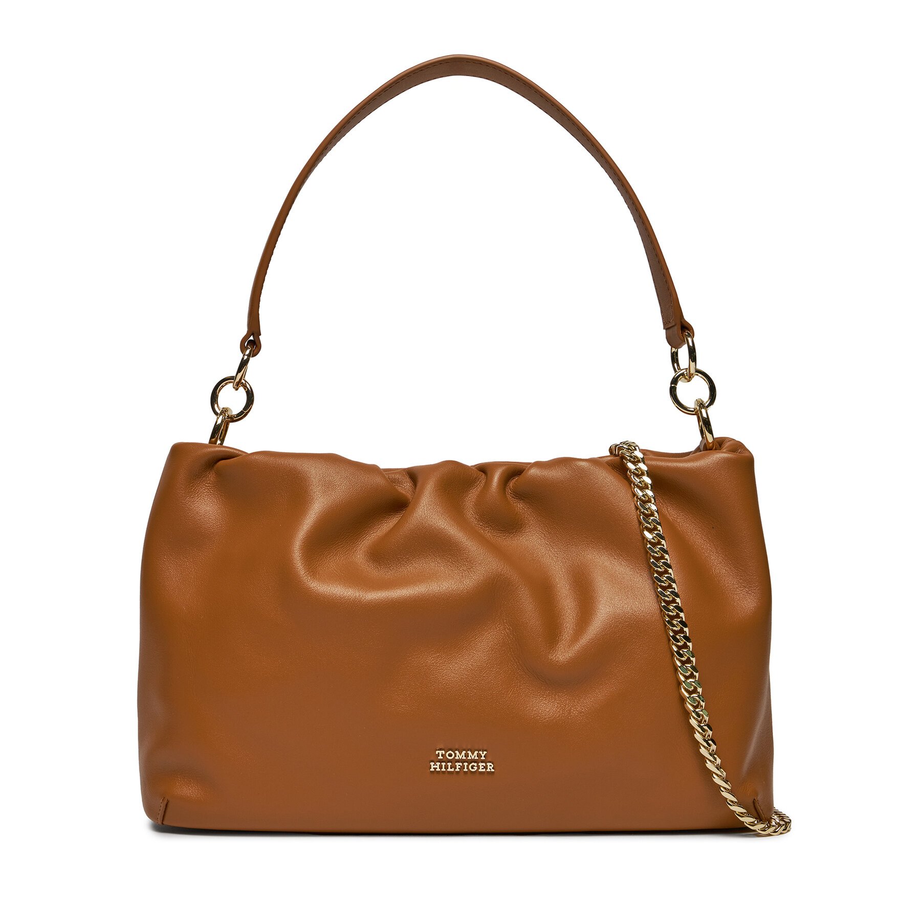 Sac à main Tommy Hilfiger Th Luxe Soft Leather Shoulder AW0AW16203 Tan 0HD