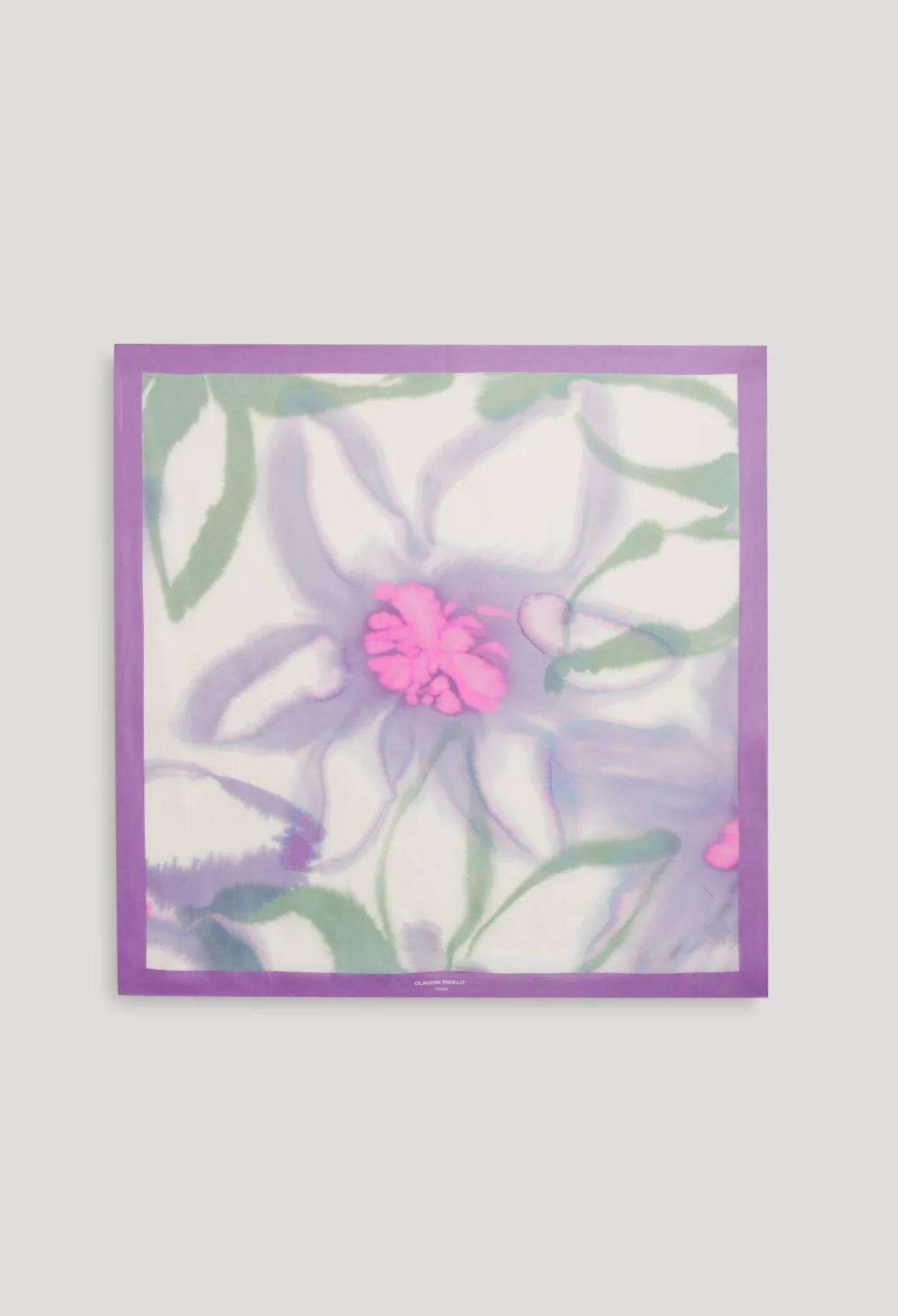 Claudie Pierlot – Foulard soie imprimé lilas à 125 € chez Claudie Pierlot