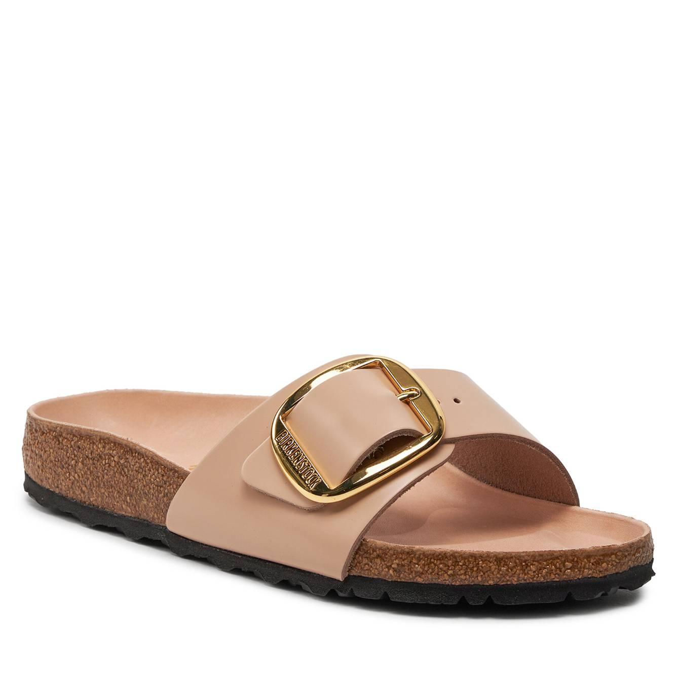 Birkenstock – Mules / sandales de bain Birkenstock Madrid 1026496 High-Shine New Beige à 130,00 € chez Chaussures.fr