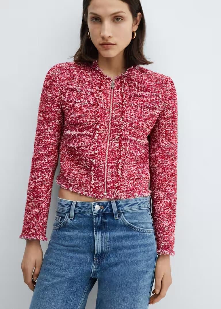 MANGO – Veste tweed poches à 79,99 € chez Mango